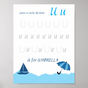 Letter U Tracing Poster for Kids