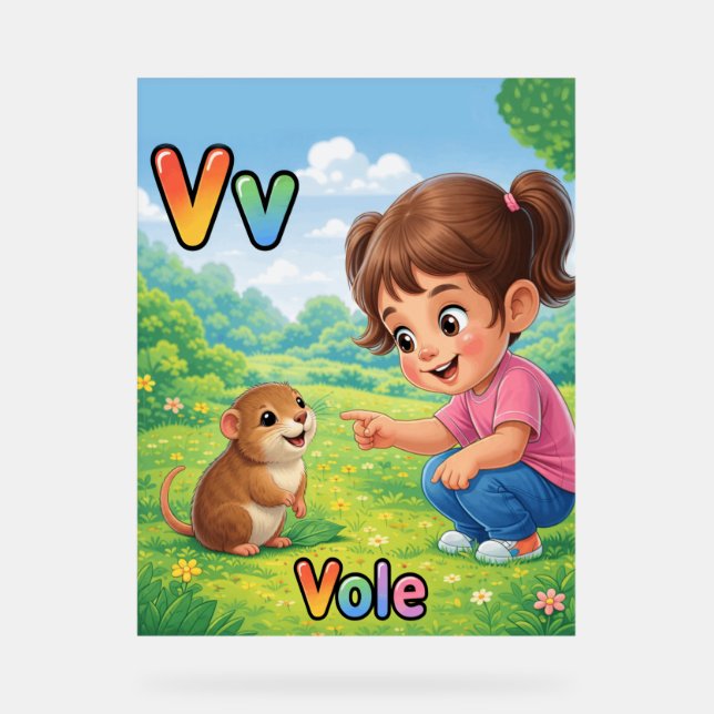 Letter V Alphabet Poster – V is for Vole (Front)
