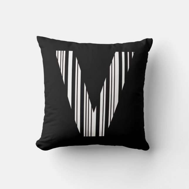 LETTER V BAR CODE First Initial Barcode Pattern Throw Pillow (Front)