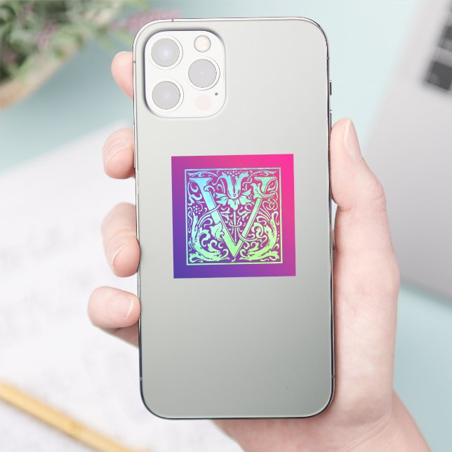 Letter V Colourful Vintage First Letter Gradient (Phone)