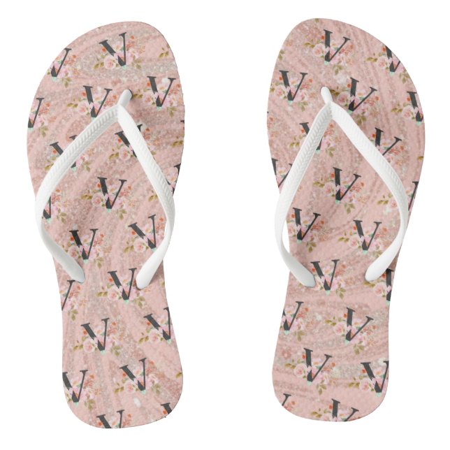 Letter V Flip Flops (Footbed)