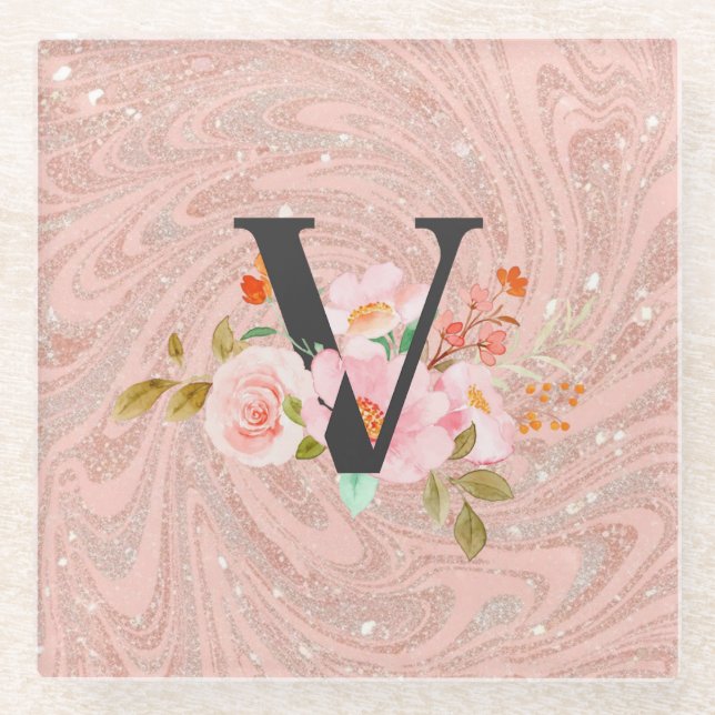 Letter V Glass Coaster (Front)