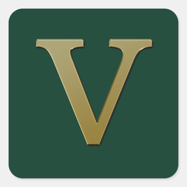Letter V Gold Square Sticker (Front)