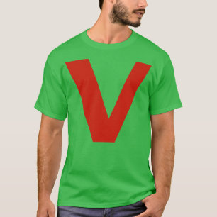 Letter v in Red Text Minimal Typography T-Shirt