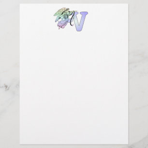 Letter V Initial Monogram Guardian Angel Alphabet