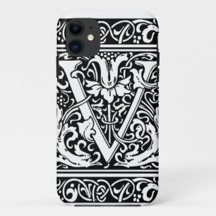 Letter V Medieval Monogram Art Nouveau iPhone 11 Case