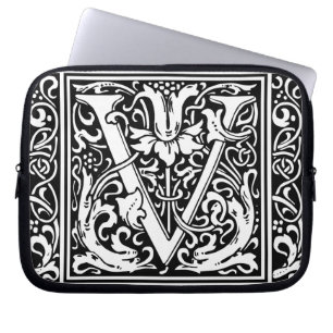 Letter V Medieval Monogram Art Nouveau Laptop Sleeve