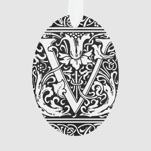 Letter V Medieval Monogram Art Nouveau Ornament (Back)