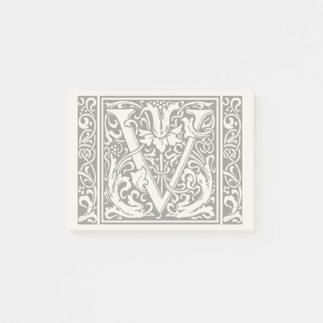 Letter V Medieval Monogram Art Nouveau Post-it Notes (Front)