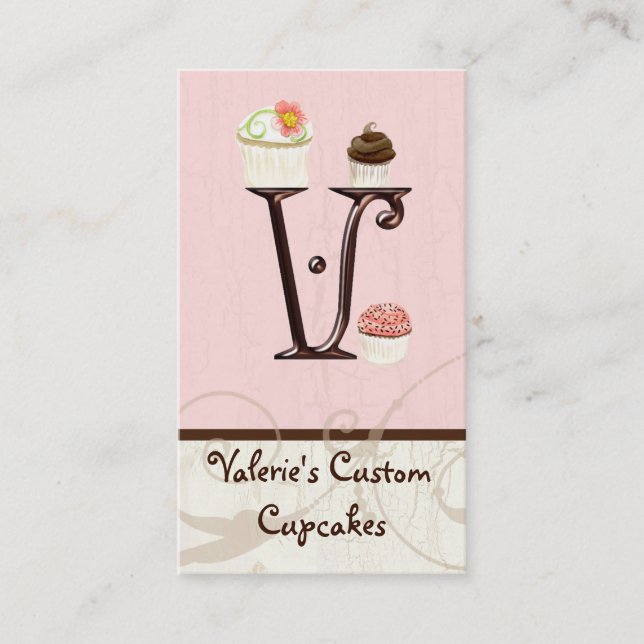 Letter V Monogram Dessert Bakery Business Cards (Front)