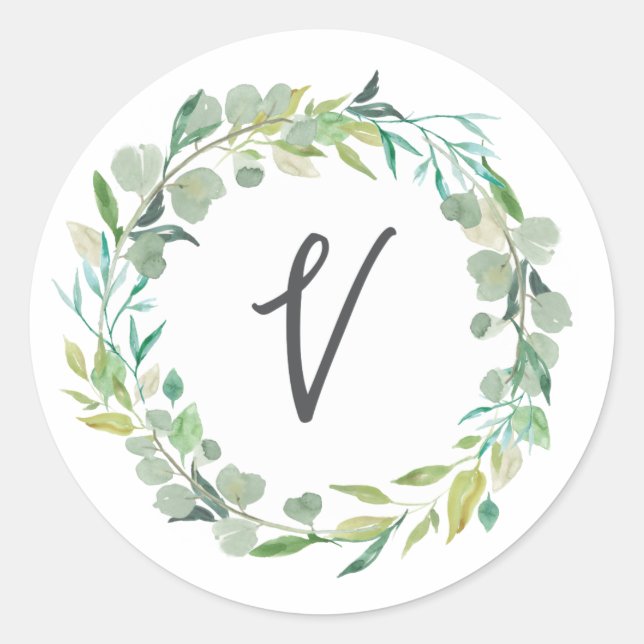 Letter V Monogram Initial Sticker Envelope Seal (Front)