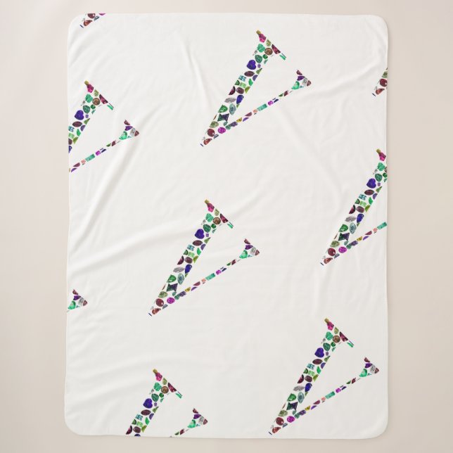 Letter V Monogram Sherpa Blanket (Front)