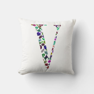 Letter V Monogram Throw Pillow