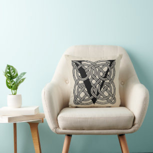 Letter V Monogram Vintage Celtic Knot Print Throw Pillow