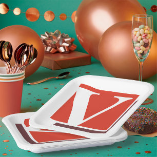 Letter V Paper Plate