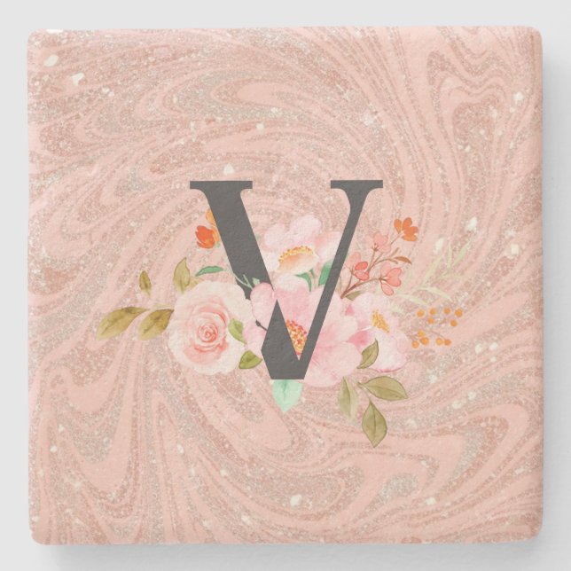 Letter V Stone Coaster (Front)
