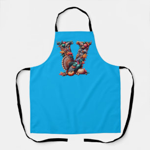Letter V Thanksgiving turkey style gift Apron