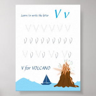 Letter V Tracing Poster for Kids