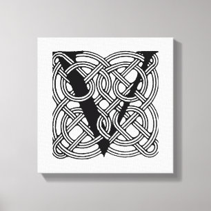 Letter V Vintage Celtic Knot Monogram Canvas Print