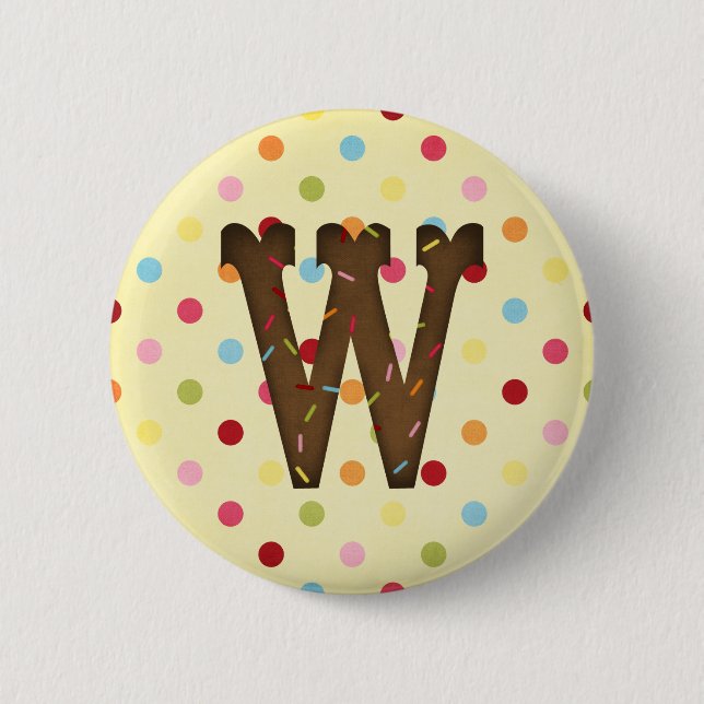 Letter W 2 Inch Round Button (Front)