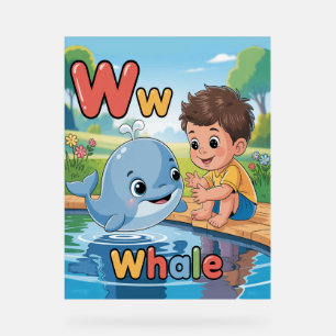 Letter W Alphabet Poster – W is for Whale