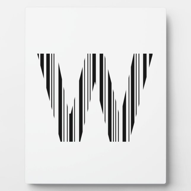 LETTER W BAR CODE First Initial Barcode Pattern Plaque (Front)