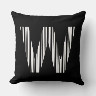 LETTER W BAR CODE First Initial Barcode Pattern Throw Pillow