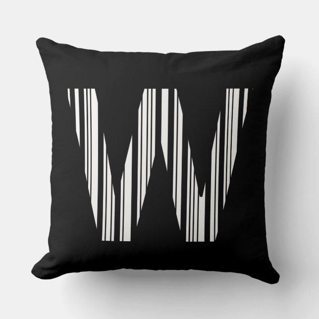 LETTER W BAR CODE First Initial Barcode Pattern Throw Pillow (Front)