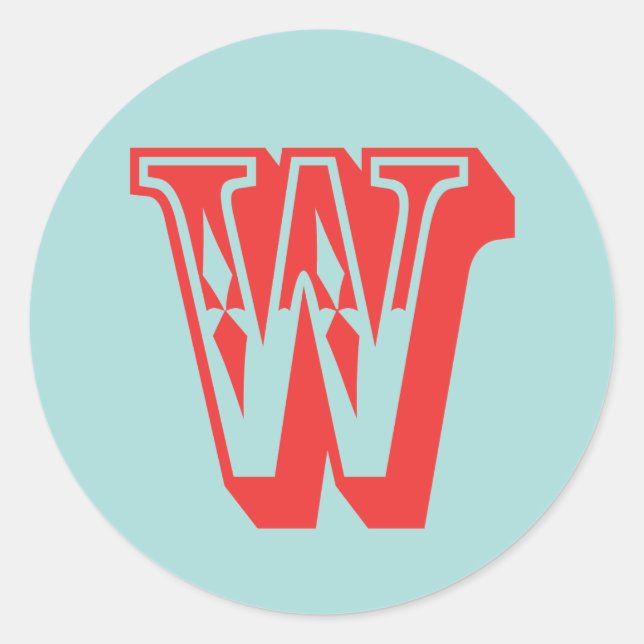 Letter W carnival style monogram initial favour Classic Round Sticker (Front)
