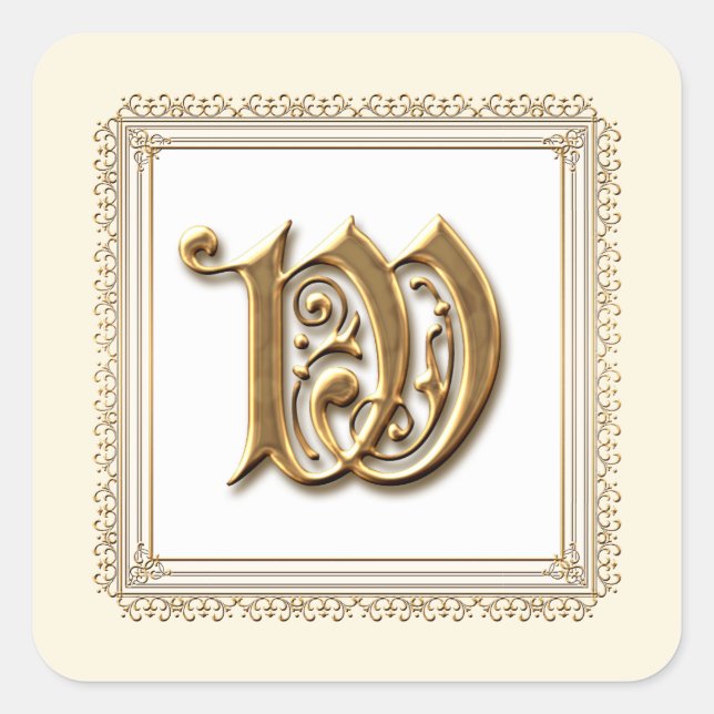 Letter W - Gold & Lace Classic Formal Wedding Seal (Front)