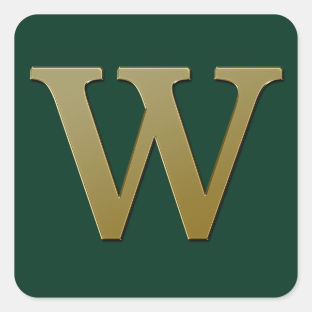 Letter W Gold Square Sticker (Front)