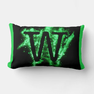 Letter W Green Capital Alphabet Lumbar Pillow