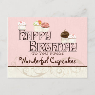 Letter W Happy Birthday Cupcake Business Postcard