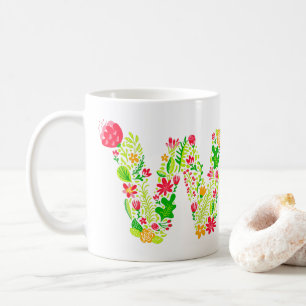 Letter W in Flowers Coffee Mug