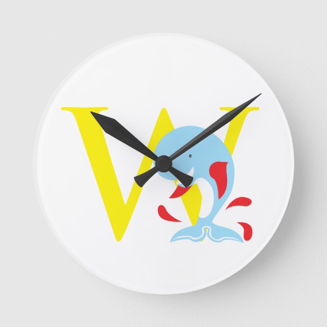 Letter W Initial Clock (Front)