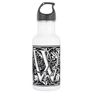 Letter W Medieval Monogram Art Nouveau 532 Ml Water Bottle