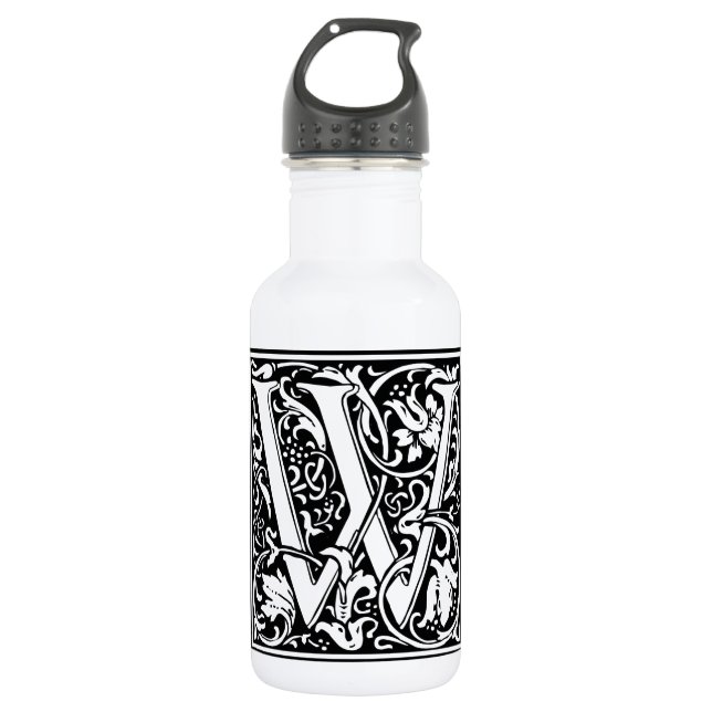 Letter W Medieval Monogram Art Nouveau 532 Ml Water Bottle (Front)