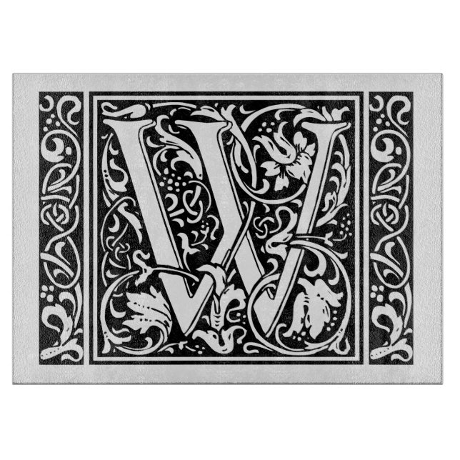 Letter W Medieval Monogram Art Nouveau Cutting Board (Front)