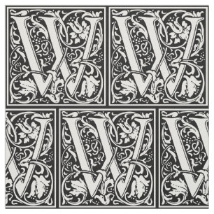 Letter W Medieval Monogram Art Nouveau Fabric