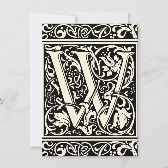 Letter W Medieval Monogram Art Nouveau Invitation (Front)