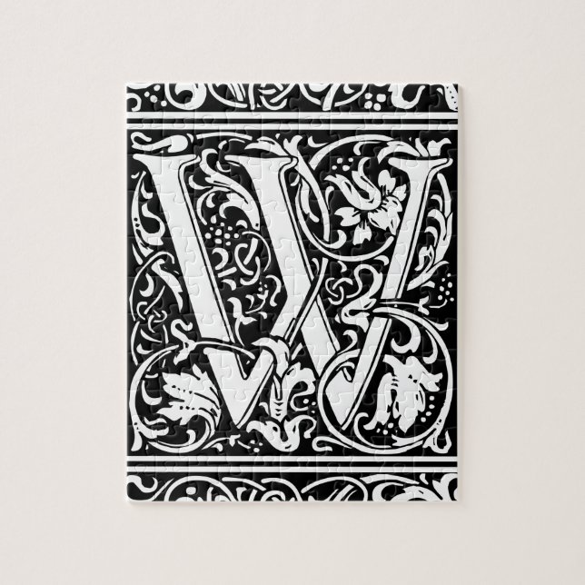 Letter W Medieval Monogram Art Nouveau Jigsaw Puzzle (Vertical)