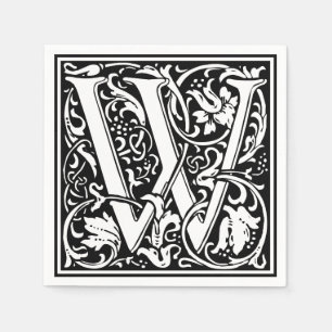 Letter W Medieval Monogram Art Nouveau Napkin
