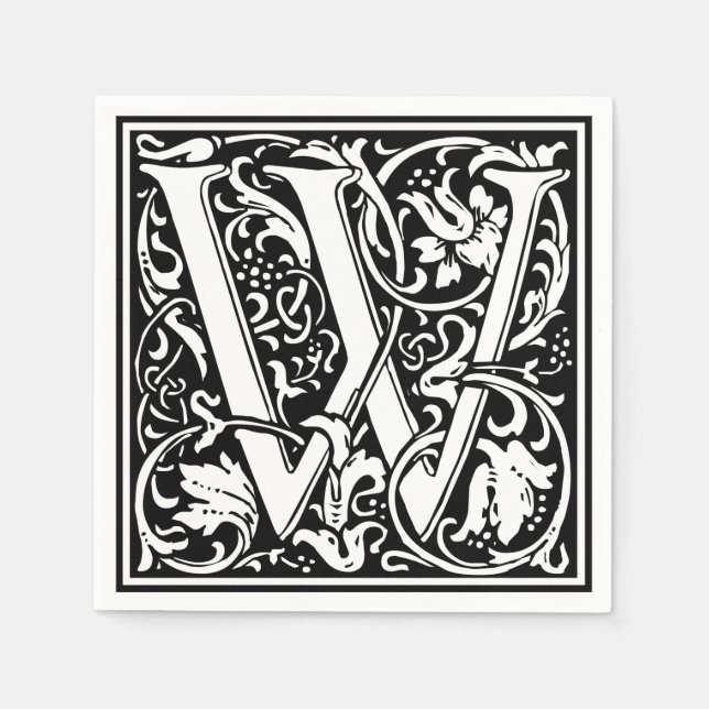 Letter W Medieval Monogram Art Nouveau Napkin (Front)