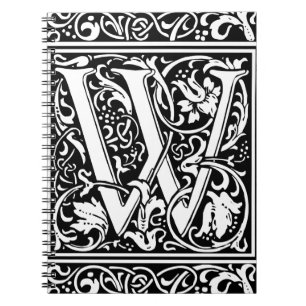 Letter W Medieval Monogram Art Nouveau Notebook