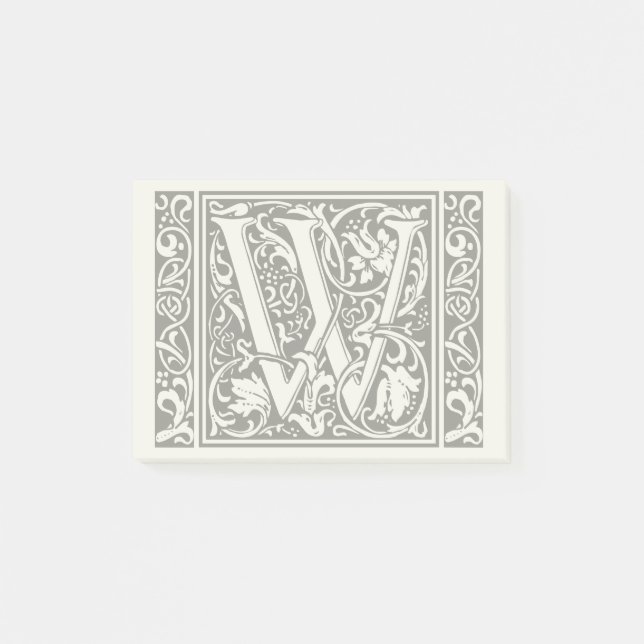 Letter W Medieval Monogram Art Nouveau Post-it Notes (Front)
