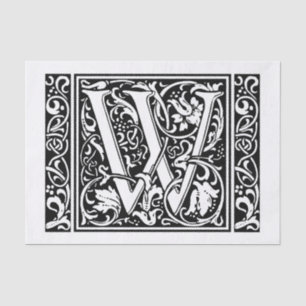 Letter W Medieval Monogram Art Nouveau Tissue Paper