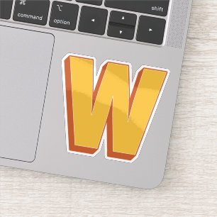 Letter W Monogram, Bold 3D Type Font Initial 