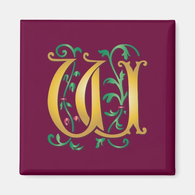 Letter W Monogram Magnet (Front)