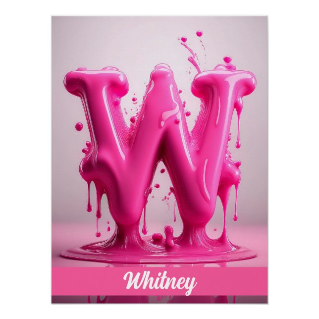 Letter W, Monogram W - Customizable Name Poster  (Front)