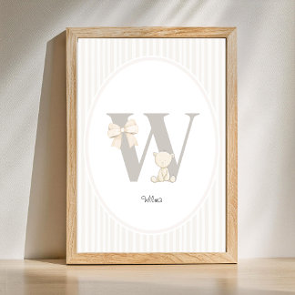 Letter W Nursery Wall Art - Custom Baby Name Print